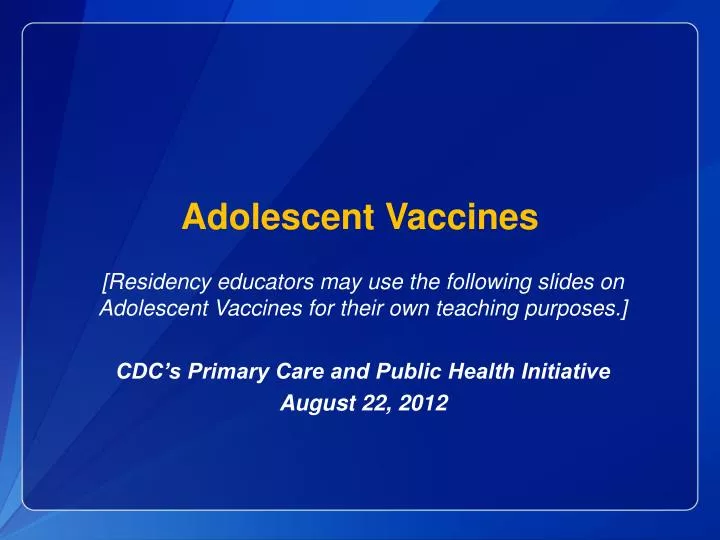 adolescent vaccines