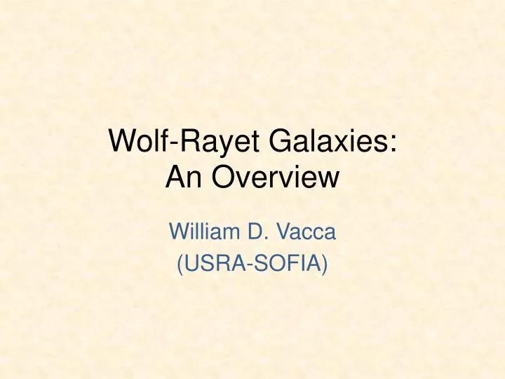 wolf rayet galaxies an overview