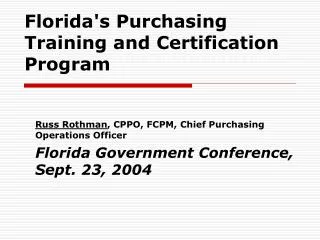 Florida's Purchasing Training and Certification Program