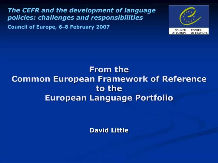 from the common european framework of reference to the european language portfolio