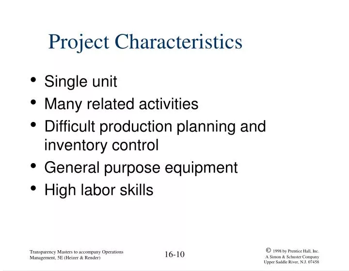 project characteristics