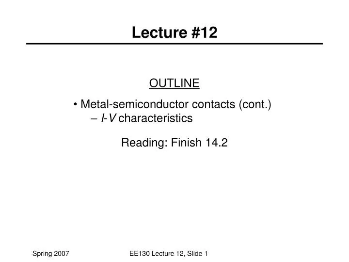 outline metal semiconductor contacts cont i v characteristics reading finish 14 2