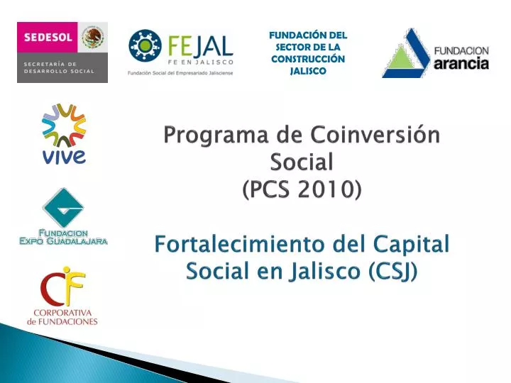 programa de coinversi n social pcs 2010 fortalecimiento del capital social en jalisco csj
