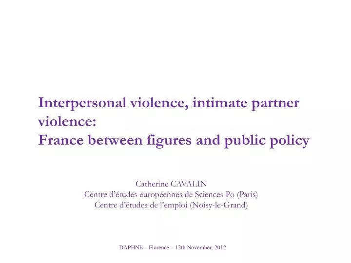 interpersonal violence intimate partner violence france between figures and public policy