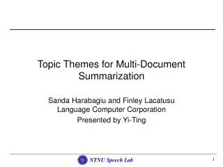 Topic Themes for Multi-Document Summarization