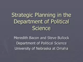 Strategic Planning in the Department of Political Science