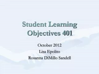 Student Learning Objectives 401