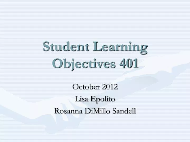 student learning objectives 401