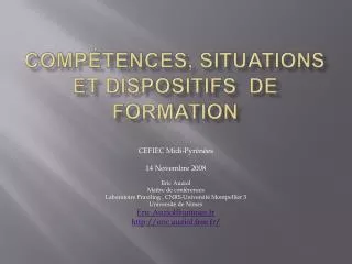 comp tences situations et dispositifs de formation