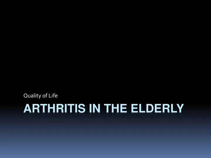 arthritis in the elderly