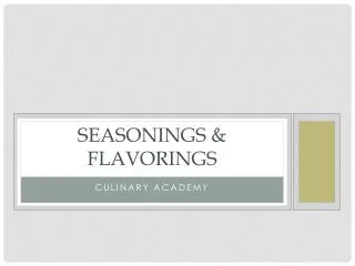 Seasonings &amp; Flavorings
