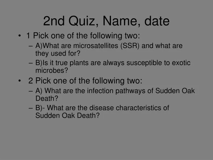 2nd quiz name date