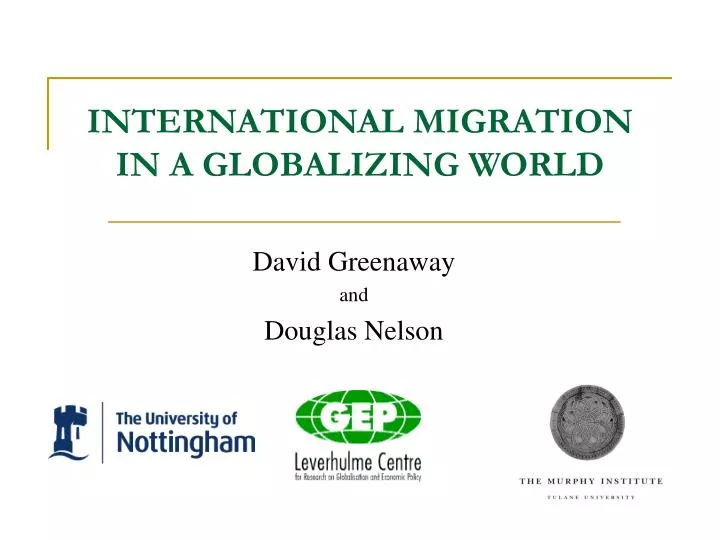 international migration in a globalizing world