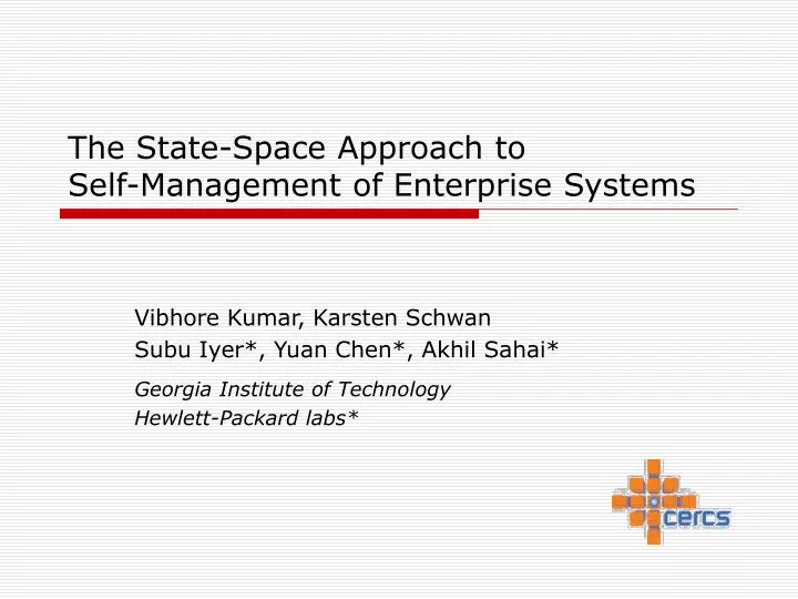 the state space approach to self management of enterprise systems