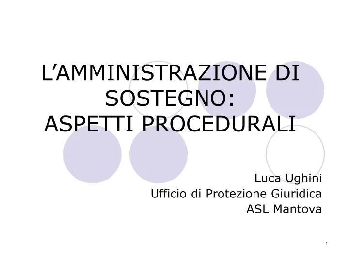 l amministrazione di sostegno aspetti procedurali