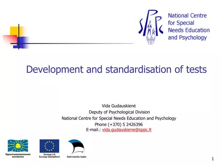 development and standardisation of tests