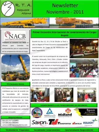 Mediante un convenio con NACB se ofrecen para Colombia los entrenamientos para el mejoramiento de las competencias técni