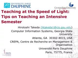 Teaching at the Speed of Light: Tips on Teaching an Intensive Semester
