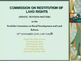 COMMISSION ON RESTITUTION OF LAND RIGHTS