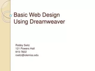 Basic Web Design Using Dreamweaver