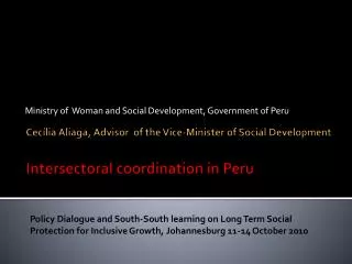 Cecília Aliaga, Advisor of the Vice-Minister of Social Development Intersectoral coordination in Peru