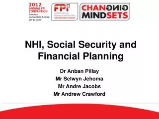 NHI, Social Security and Financial Planning