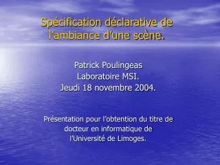 sp cification d clarative de l ambiance d une sc ne