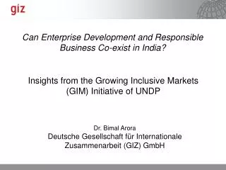 Insights from the Growing Inclusive Markets (GIM) Initiative of UNDP