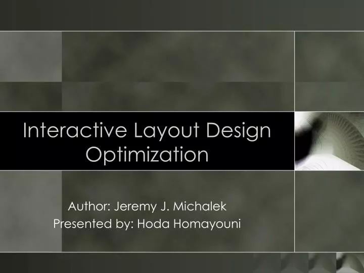 interactive layout design optimization