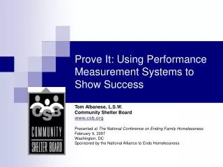 Prove It: Using Performance Measurement Systems to Show Success