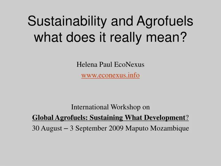 sustainability and agrofuels what does it really mean
