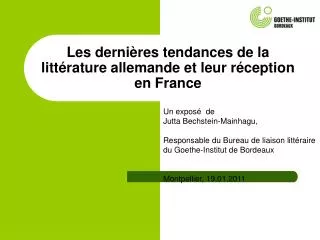 les derni res tendances de la litt rature allemande et leur r ception en france