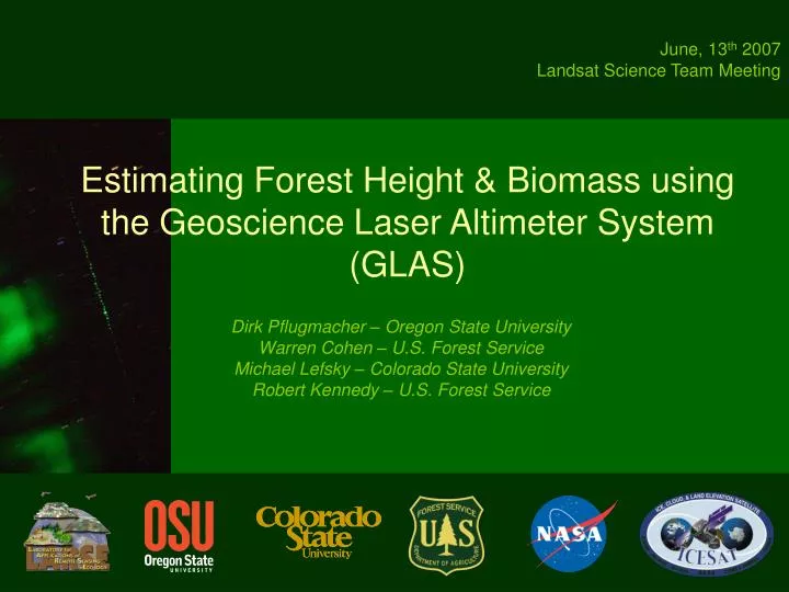 estimating forest height biomass using the geoscience laser altimeter system glas