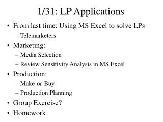 1/31: LP Applications