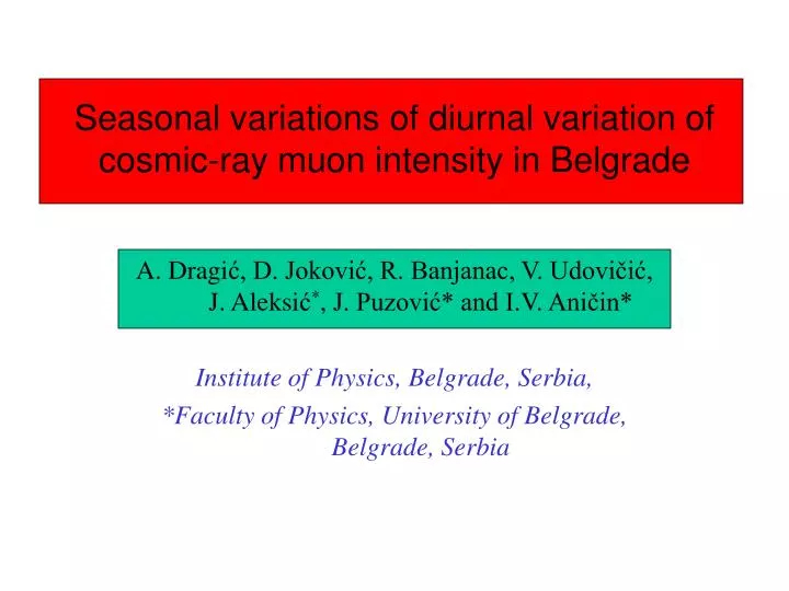 seasonal variations of diurnal variation of cosmic ray muon intensit y in belgrade