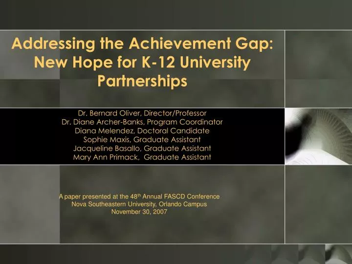 addressing the achievement gap new hope for k 12 university partnerships