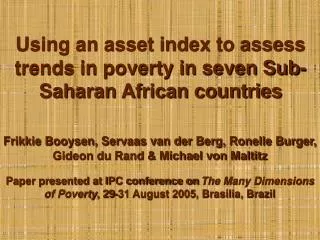 Using an asset index to assess trends in poverty in seven Sub-Saharan African countries