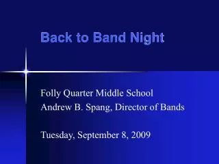 Back to Band Night