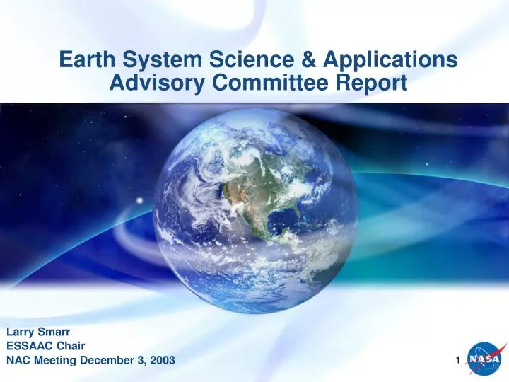 earth system science applications advisory committee report
