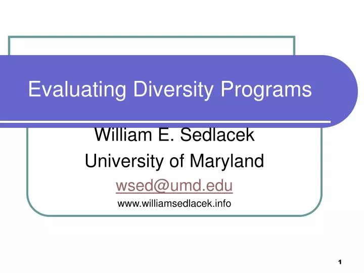 evaluating diversity programs