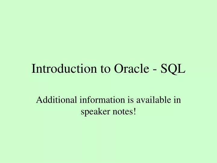 introduction to oracle sql