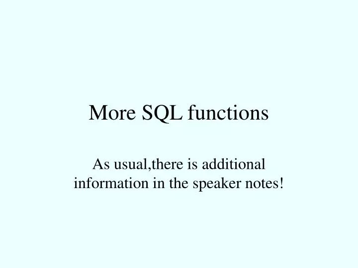 more sql functions