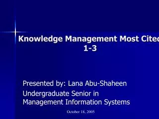 Knowledge Management Most Cited 1-3