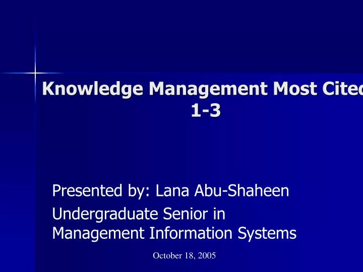 knowledge management most cited 1 3