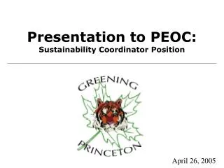 Presentation to PEOC: Sustainability Coordinator Position