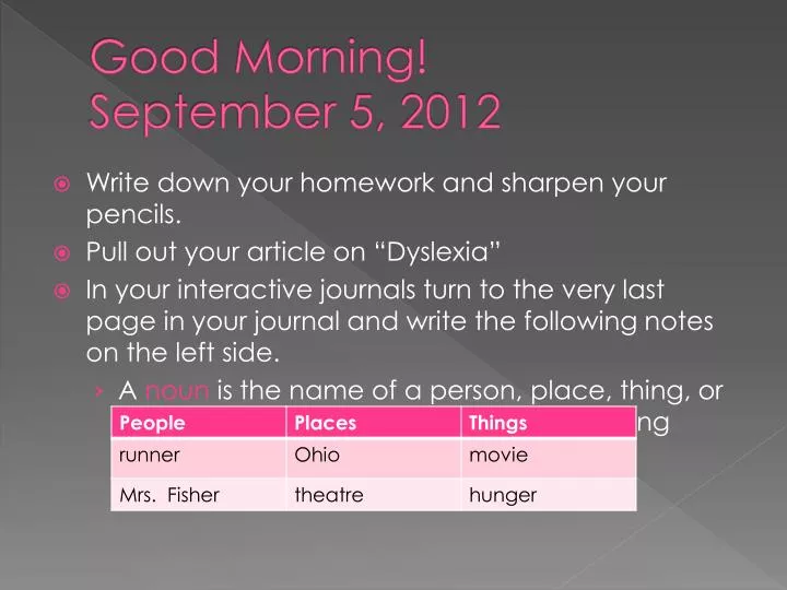 good morning september 5 2012
