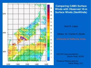 Comparing CAM3 Surface Winds with Observed 10-m Surface Winds (SeaWinds)