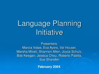 Language Planning Initiative