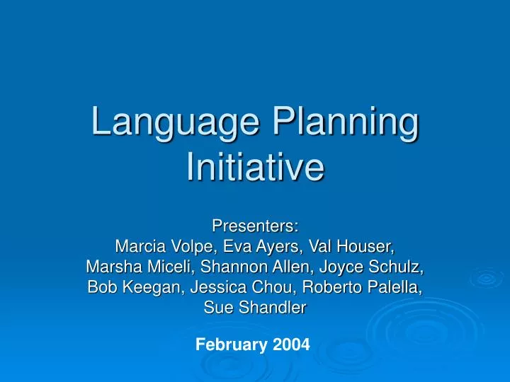 language planning initiative
