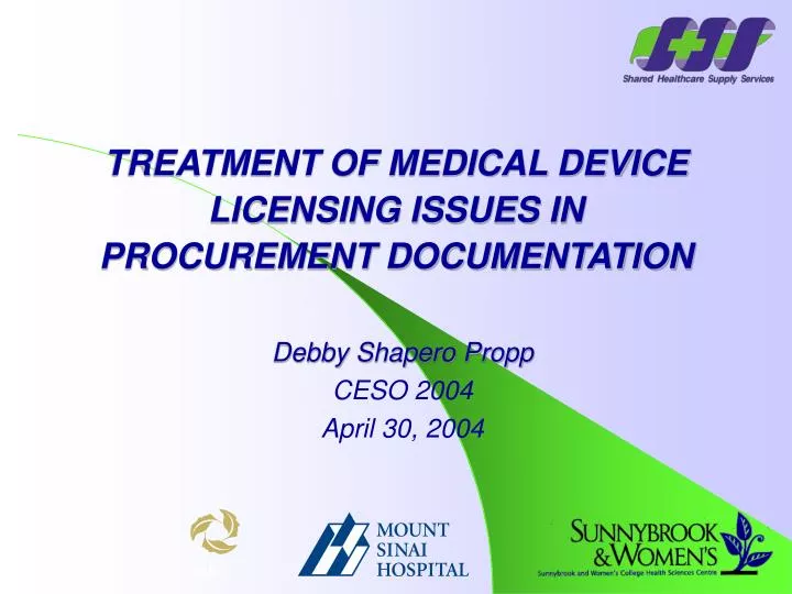 treatment of medical device licensing issues in procurement documentation